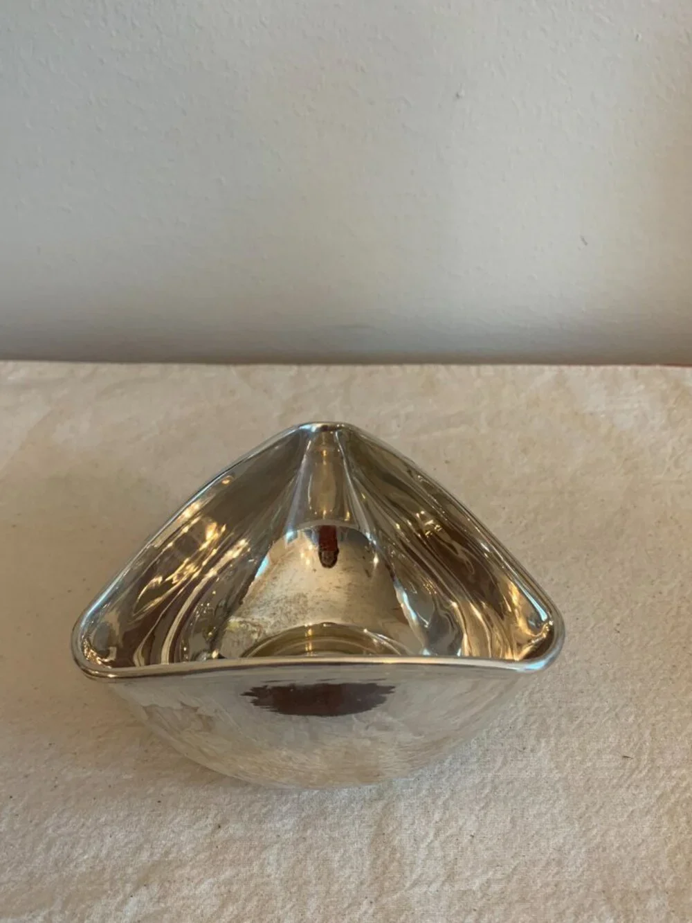 Silver Plate Nut/Candy/Trinket Bowls Set of 2 Square and Triangle Shaped